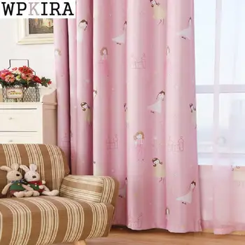 

Pink Girl Cartoon Cat Curtains For Living Room Children Blackout Customized Finished Curtains For Baby Bedroom 139&30