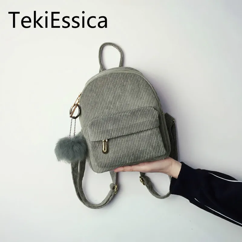 

TekiEssicanew Fashion Corduroy Women Mini Backpacks for Girls Small Backpack Bag Women Vintage Ladies Backpacks Bags
