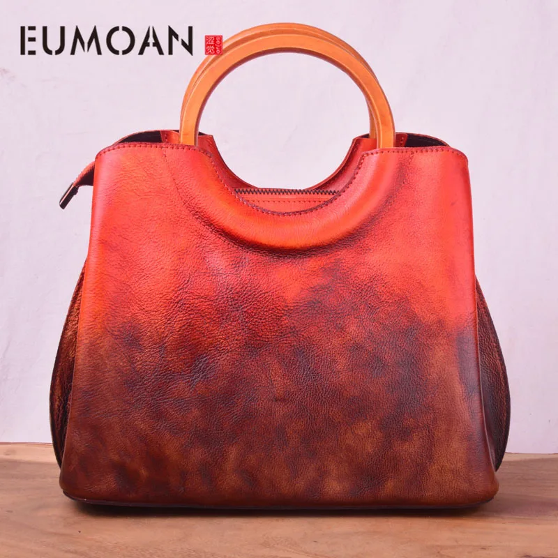 

EUMOAN Leather women's stiletto bag, pure hand-painted head layer cowhide women's bag, vintage craft trend women's handbag