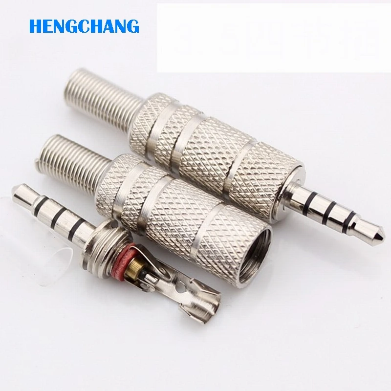 Free shipping 4Pins 3.5mm plug RCA Connector RCA plug 3.5 jack Stereo Headset Dual Track Headphone 10pcs/lot new type 4 5mm tail hold diameter male headphone plug diy earphone pins for hd800 free shipping 2pcs lot