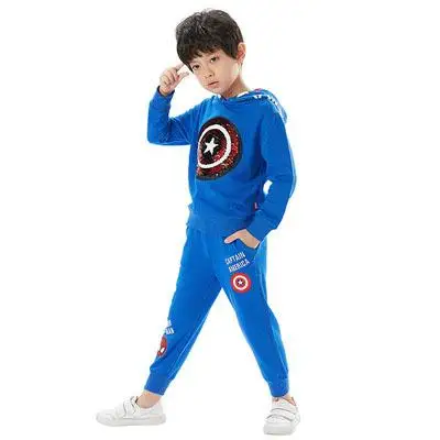 

Boys clothes spring and autumn 2019 new cotton hooded pullover sweater + pants cartoon long sleeve suit