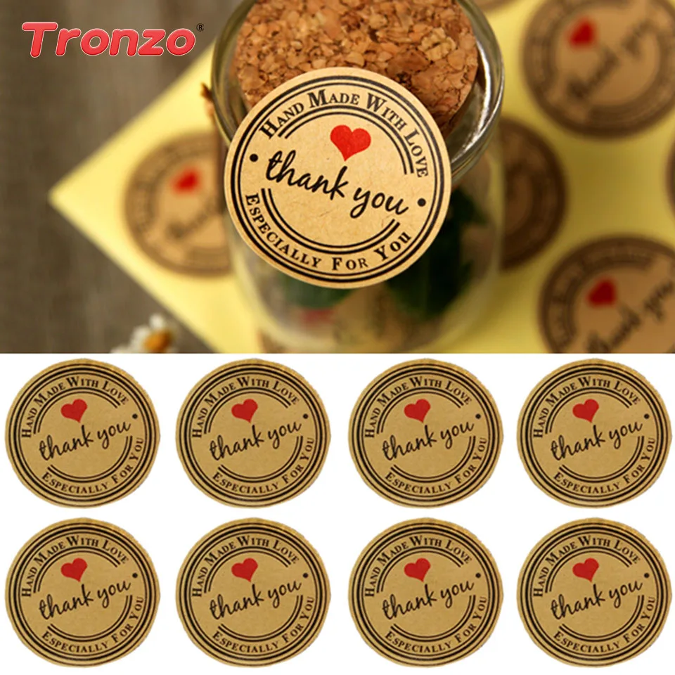 

Tronzo 60pcs/set Thank You Sticker Wedding Decoration Candy Box Decor Stickers Hand Made Heart Sticker Wedding Favors and Gifts