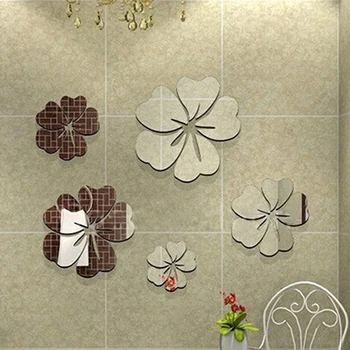 

Fashion 5Pcs Flower 3D Art Mirror Wall Sticker Decal Home Office DIY Decor
