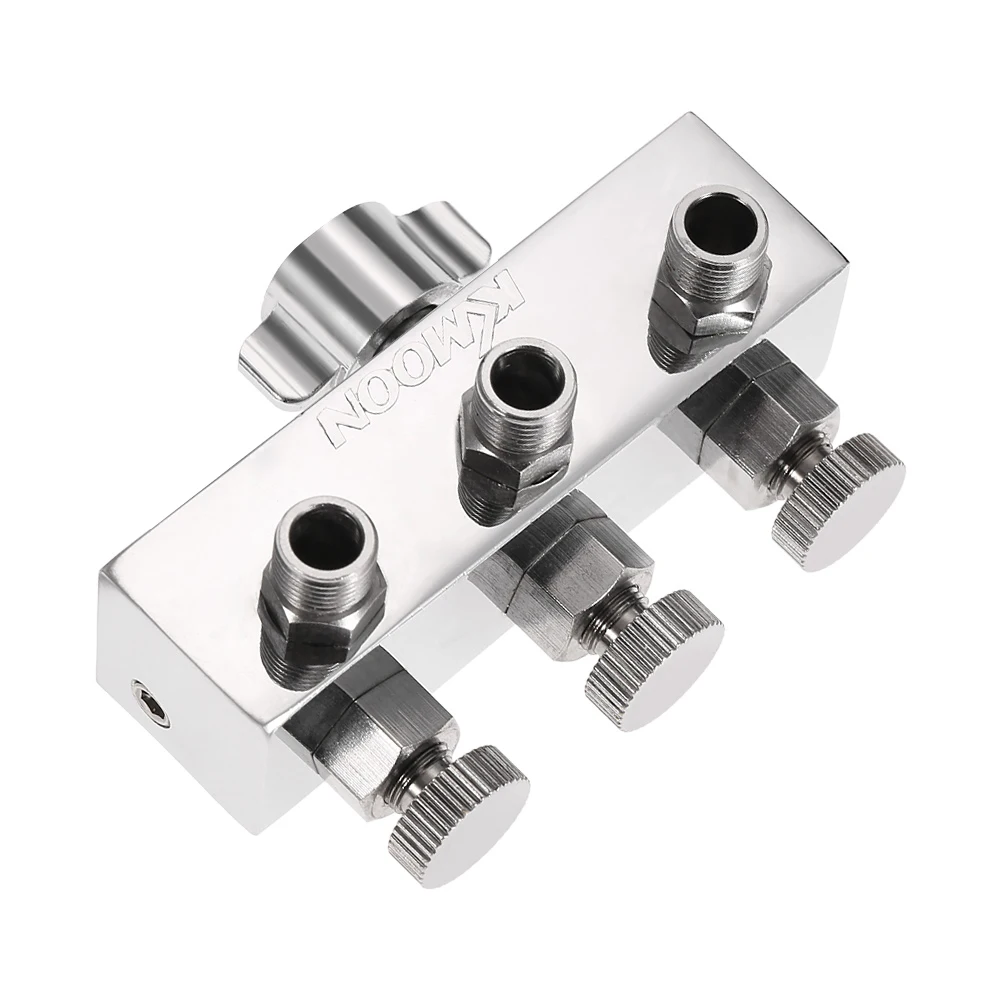 KKmoom Airbrush Air Hose Splitter 3 Way With Regulated Metering Manifold& 1/4" BSP Female Inlet+ 1/8" BSP Male Air Outlet