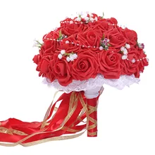 Новые модные свадебные букеты букет невесты Романтическая свадьба Красочный Букет невесты с лентой Жемчужное Кружево