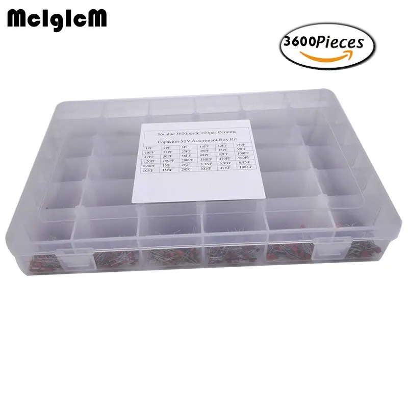 

36value 3600pcs Ceramic Capacitors Disc 50V Assortment Box Kit
