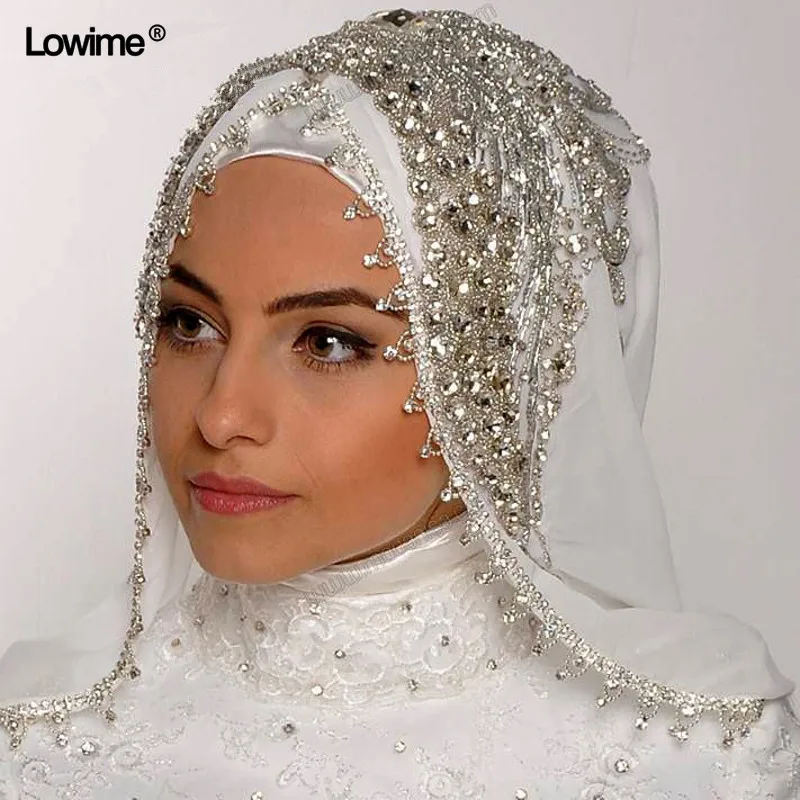 

Luxury Handy sewing Beads Crystal Veil Custom made color and length Wide Muslim Hijab One Layer China Made Cheap
