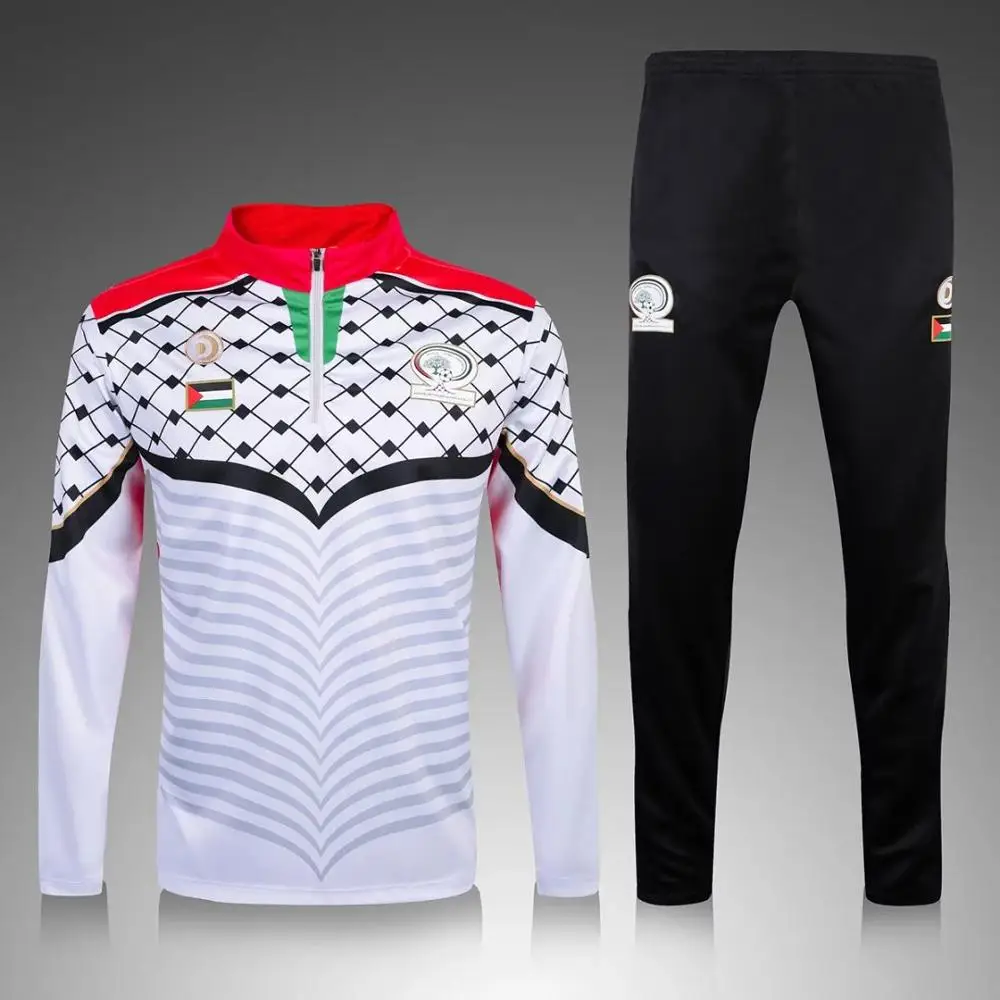 Тайское качество для survetement Palestino черный Свитшот Maillot de foot Palestine Futbol Camisa спортивный костюм наборы для бега - Цвет: Слоновая кость