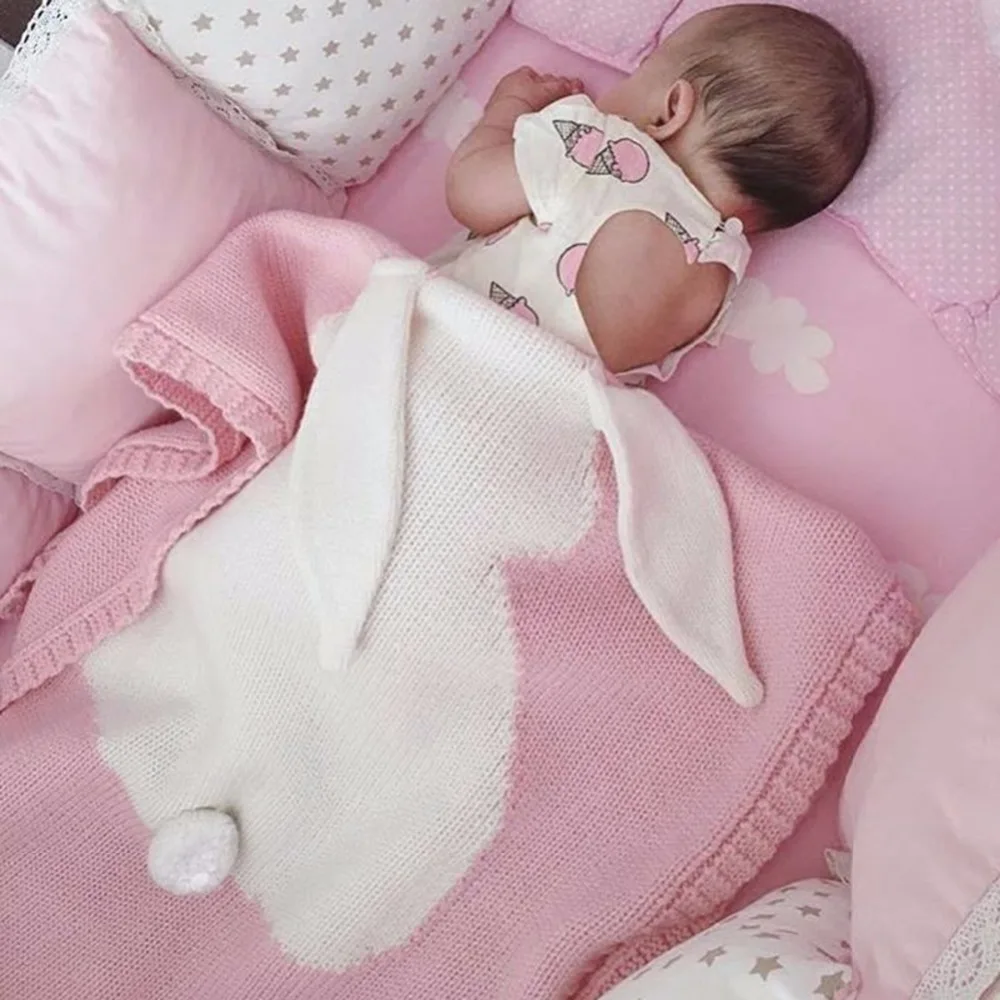 Puseky, Хит, детское постельное белье с большими кроличьими ушками, Вязаное детское одеяло, обёрточная бумага, мягкое одеяло для новорожденных, пеленание детей, подарок, одеяло для девочек