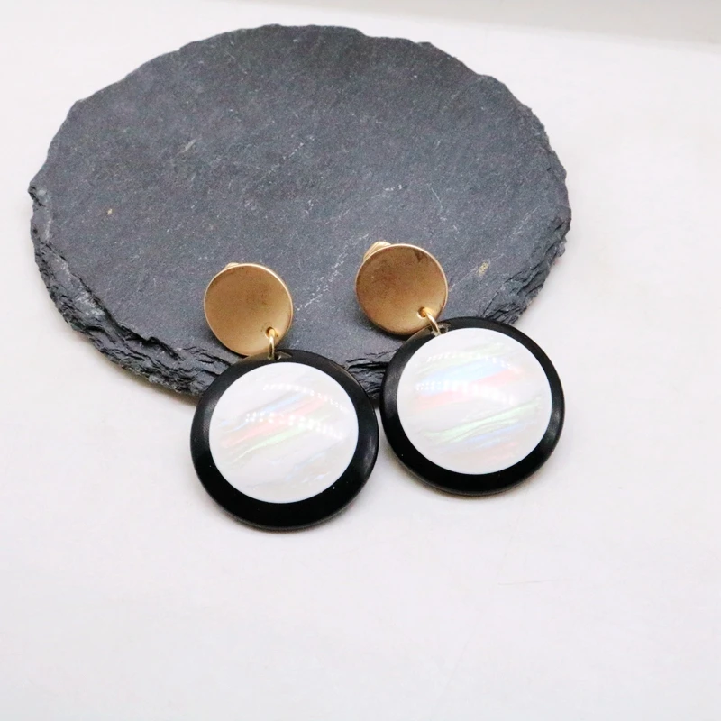 

Free Shipping New Design Round Geometric Resin Clip Earring