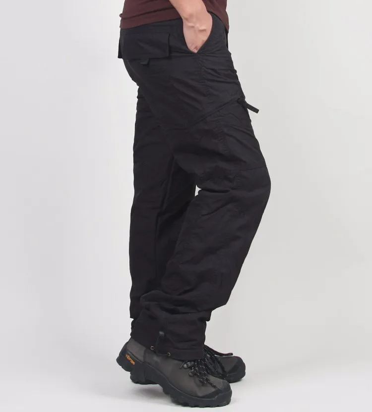 Брендовые мужские брюки карго больших размеров, зимние плотные теплые штаны, Длинные повседневные военные мешковатые Тактические Брюки с карманами - Цвет: 9019 black