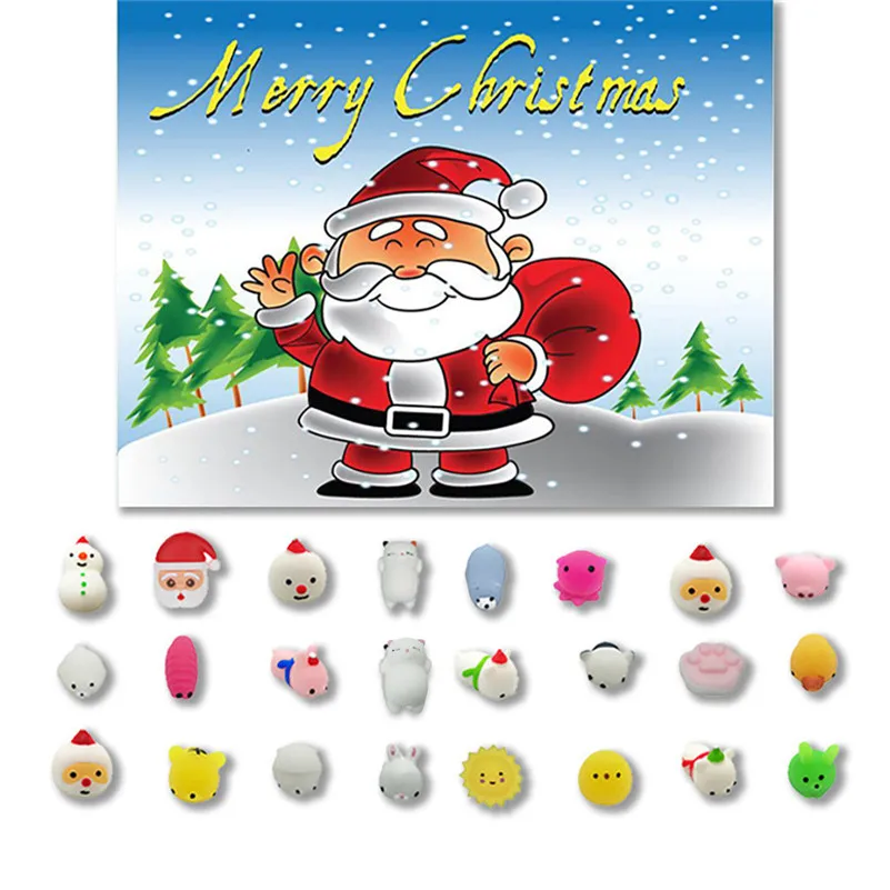 24PC Christmas Toys Mini Cute Squeeze Funny Toy Soft Stress And Anxiety Relief Antistress Visqueux Squishi For Children A1 | Игрушки и