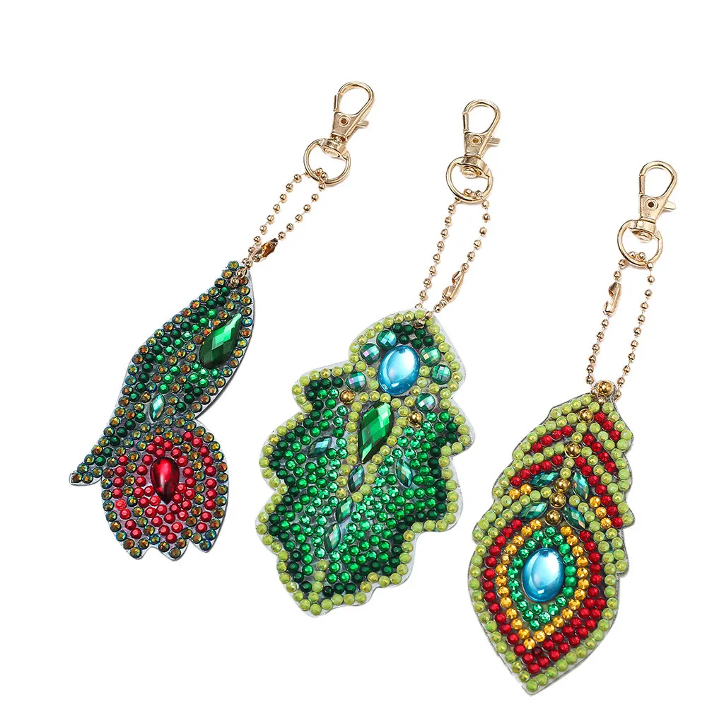 

DIY Special Shape Full Diamond Diamond Pattern Key Ring Set Diamond Embroidery Keychain modern wall charts craft kit #26/6