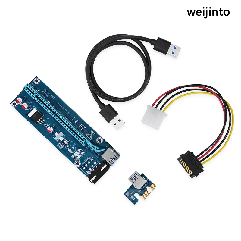 8 шт. 60 см PCI Express 1X к 16X E переходная карта USB 3 0 4Pin IDE Удлинительный кабель Molex