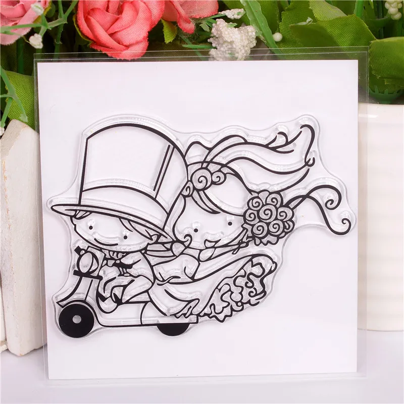 2018 up to date Transparent Clear Silicone Stamps and Metal Cutting Dies for DIY Scrapbooking Card Making diy motorcycl girl boy |