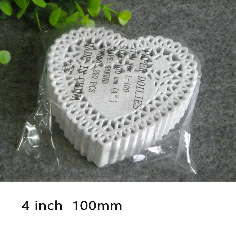 200pc 4''inch Heart Shape Paper Lace Doilies Wedding Valentines Day lovers Coasters romantic Placemat Craft Table Decor gifts | Дом и