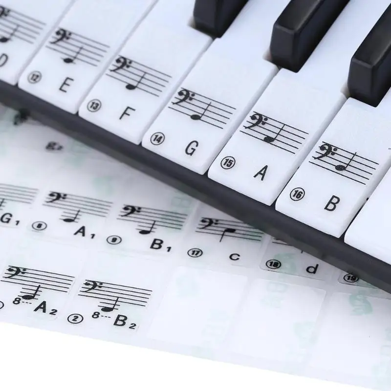 

New 88 Keys Transparent Key Note Stickers for Piano Electronic Keyboard Stave Note Sticker for White Key Keyboard Sticker