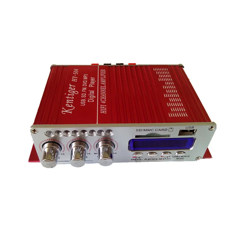 HY504 4 Channels Car Amplifier Brands MP3 FM/USB Player 20w+20w+20W+20W