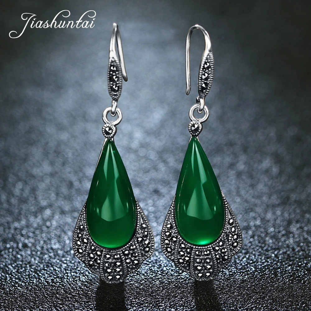 JIASHUNTAI женские 100% 925 Висячие серьги из серебра пробы Натуральный Камень