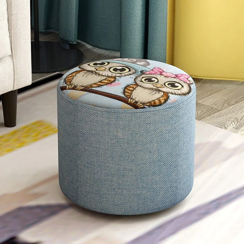 Creative stool fashion sofa stool fabric stool living room wood frame stool small bench home simple ottoman child seater 27cm