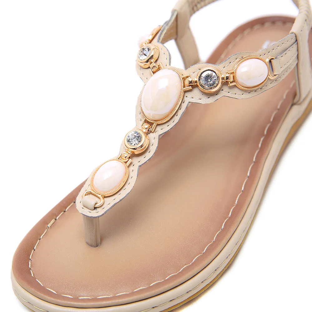 Women Summer Flat Platform Sandles Gladiator Gemstone Boho Shoes Wedges Peep Toe Flip Flops Woman Handmade Boho Sandals