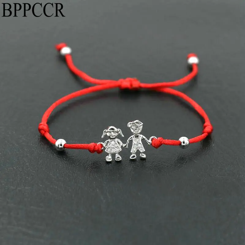 

BPPCCR Shiny Lovely Boys & Girls Charm Bracelets For Men Women Lovers Couples Red Rope String Lucky Braid Bracelet Jewelry Gifts