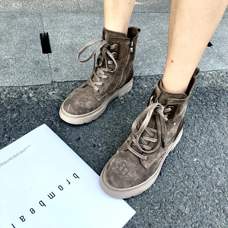 Botas Gruesa negro Cuero Otoño Mujeres Simple Suela Tubo Alto Retro Beige Moda Casuales 2018 Cómodos Martin Nueva Zapatos 7zfT4qqY