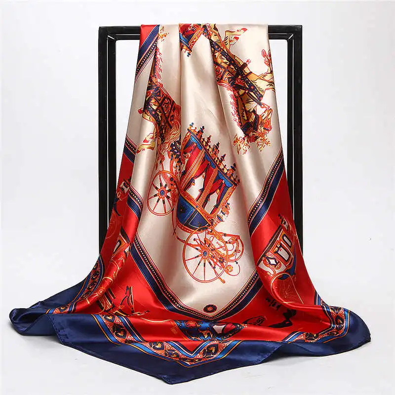 Летний Шелковый шарф, женский роскошный дизайнерский Бандана с кисточками, винтажный атласный квадратный мусульманский хиджаб, шарфы, богемные шали - Цвет: Royal blue