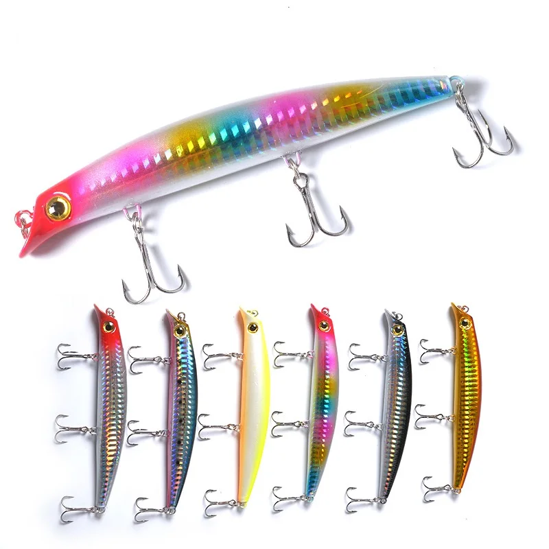 

ThunderShower 1pcs 3D Eyes Crank Bait Popper Minnow Fishing Hard Lure 120mm 15g 3 Trebler Hooks