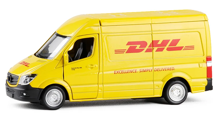 Высокая симуляция 1:36 грузовик DHL игрушечных транспортных средств сплав оттягивать назад автомобиль Реплика Авторизованная оригинальной фабрикой Модель Коллекция игрушек