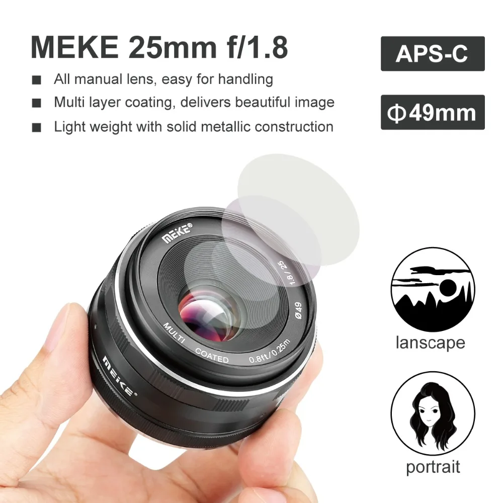 Meike MK 25 мм f/1,8 широкоугольный объектив с большой апертурой для Canon EF-M EOS M1 M2 M3 M5 M6 M10 M100