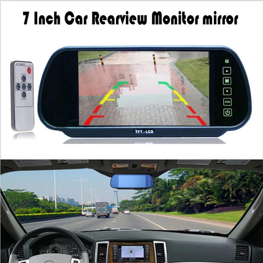 7 Inch TFT LCD Widescreen Car Monitor Touch Button Support DVD Car Rearview Mirror Monitor 7