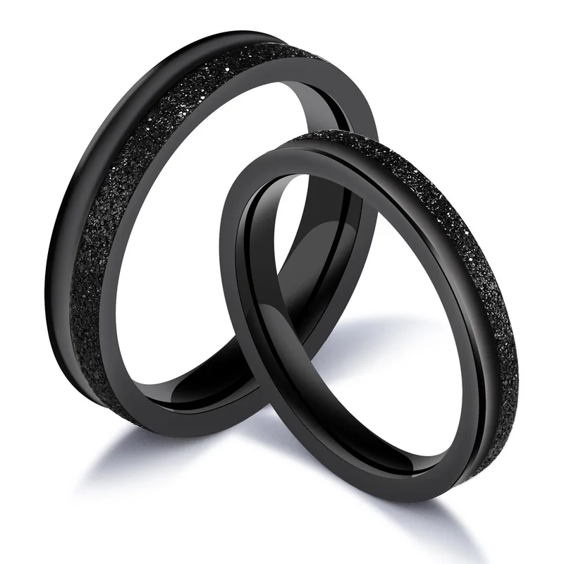 Купить модные украшения парное кольцо из титановой стали черное полукольцо