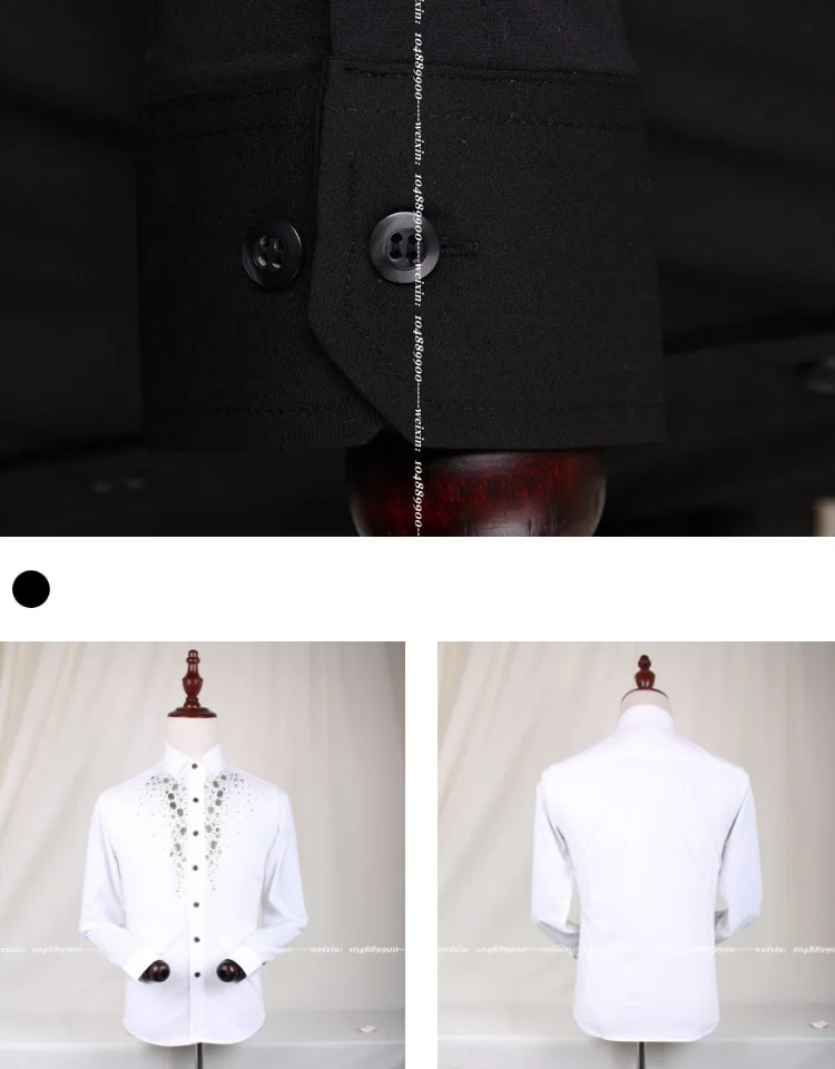 Новый модный бренд Повседневное Для мужчин рубашки Бизнес Slim Fit Черный и белый комплект шнека социальной рубашка мужской этап певица Для