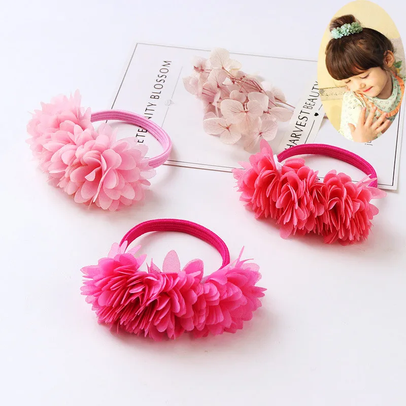 

1Pcs Fashion Hair Accessories Multi-layer Flower Elastic Hair Bands Cute Girls Hair Ropes Ponytail Holder Tie Gums Free Shipping