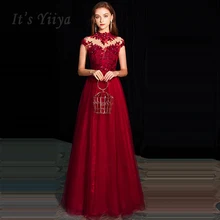 It's Yiya вечернее платье с высоким воротником Robe De Soiree кружевное женское вечернее платье длинные большие размеры без рукавов Формальные платья E662
