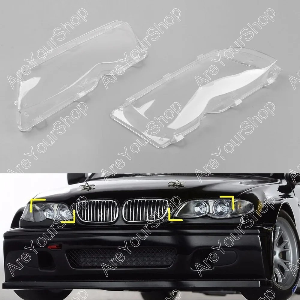 

Sale 1 Pair Headlight Lenses Left & Right Set For BMW E46 2DR 99-03 / M3 01-2006 Clear