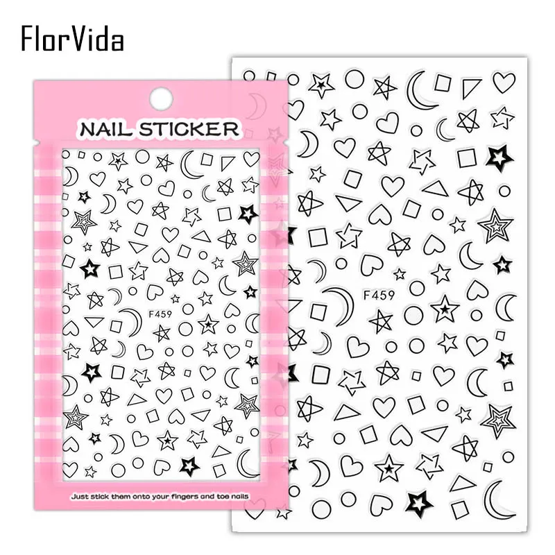 FlorVida F261-304 наклейки для ногтей хлопок плюшевый медведь Советы цветочный переводной узор дизайн для ногтей с клеем украшения для ногтей