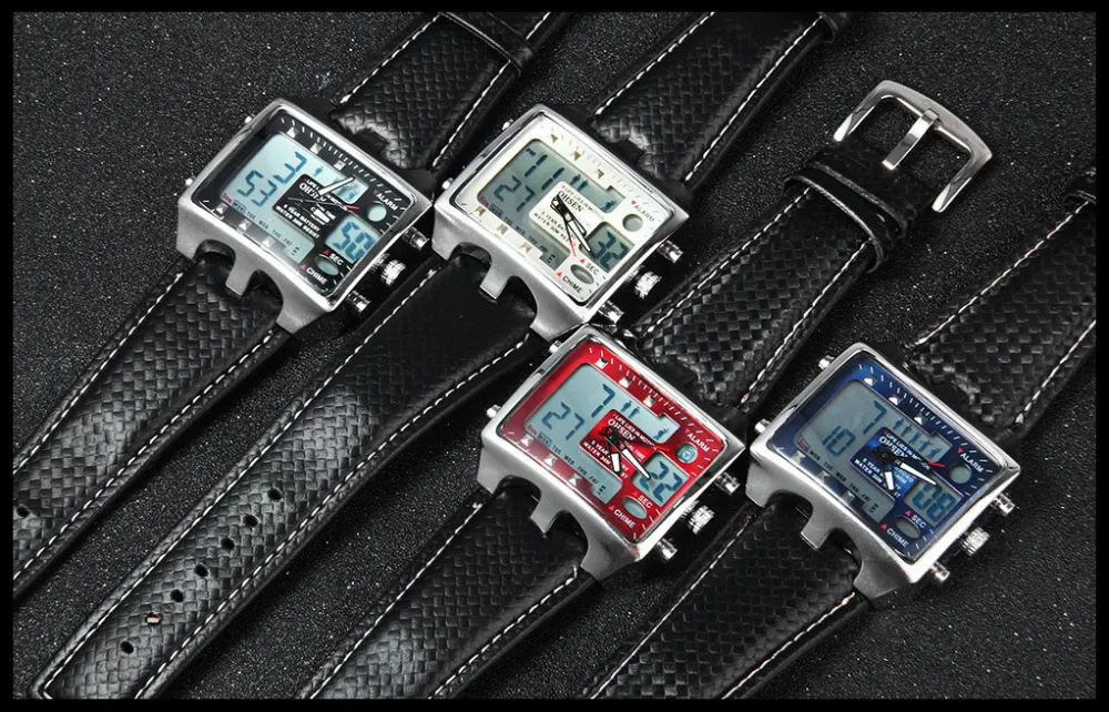 OHSEN New Product watches Bracelet Black Watchbands Leather Strap Watch Band AD0930 Stainless Steel Clasp Watch Accessories  (10)