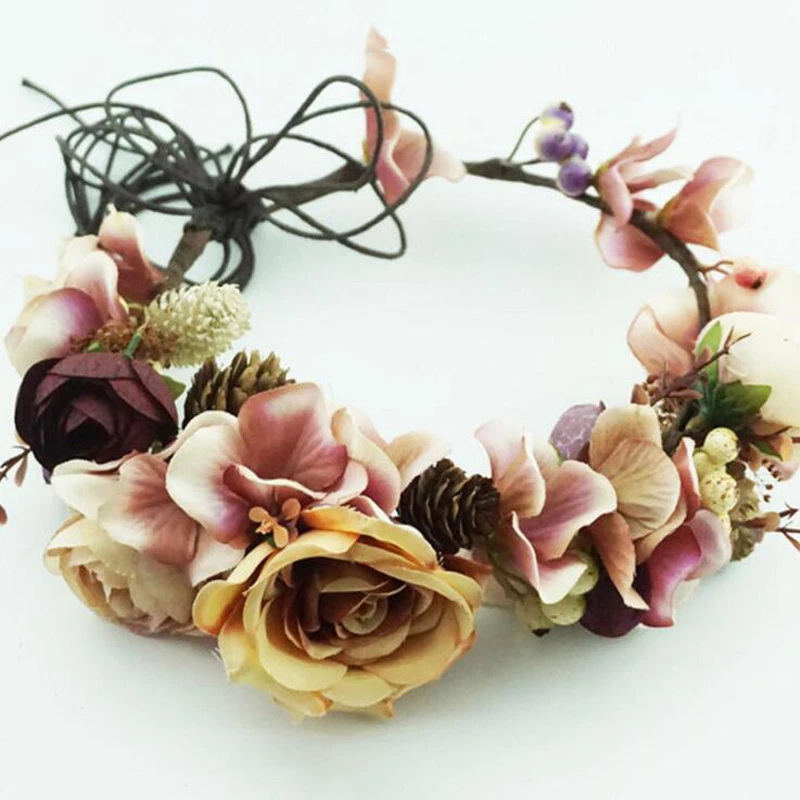女性花松果体花輪ブライダル女性頭飾り花調節可能な花輪花嫁の結婚式写真クラフト花輪飾り Headdress Women Headdress Bridalflower Headdress Aliexpress