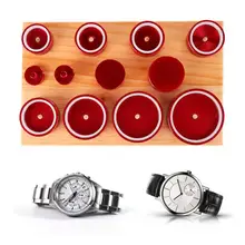 12 шт. задняя крышка часов пресс-формы пресс-пресс аксессуар с деревянной доской часы Часть Ремонт аксессуар инструмент для часовщика