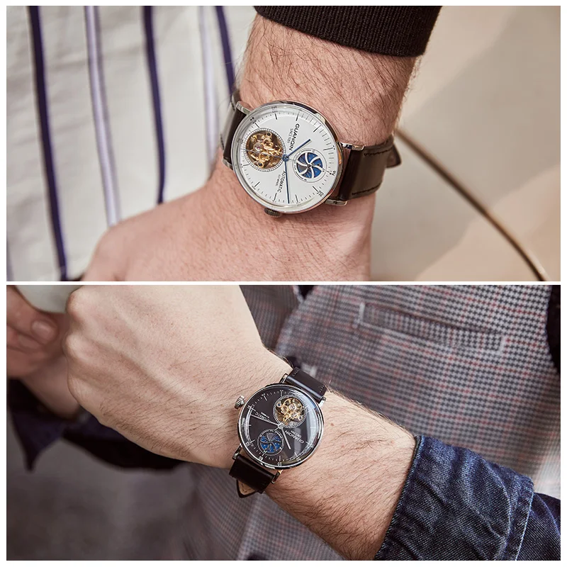 GUANQIN Топ Бренд роскошные часы механические часы для мужчин Автоматический Скелет турбийон водонепроницаемые мужские часы relogio masculino