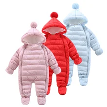 Winter Infant Rompers sleepwear Newborn Jumpsuit Hooded Warm Children Outdoor Rompers Kids Baby Girls Boys coat newborn baby rompers 2018 christmas clothes winter boys and girls warm infant snowsuit kid ski suit jumpsuit children outerwear