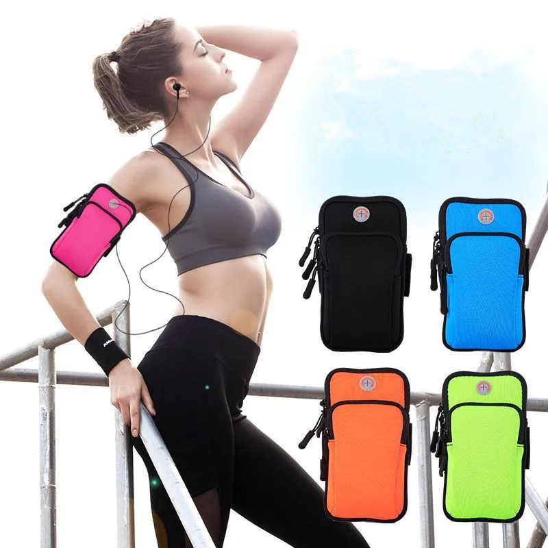 Sport Armband Case Workout Cover Zippered Fitness Running Arm Band Bag Pouch Jogging For Mobile 7Plus Smart Phone Bag(4-6inches)
