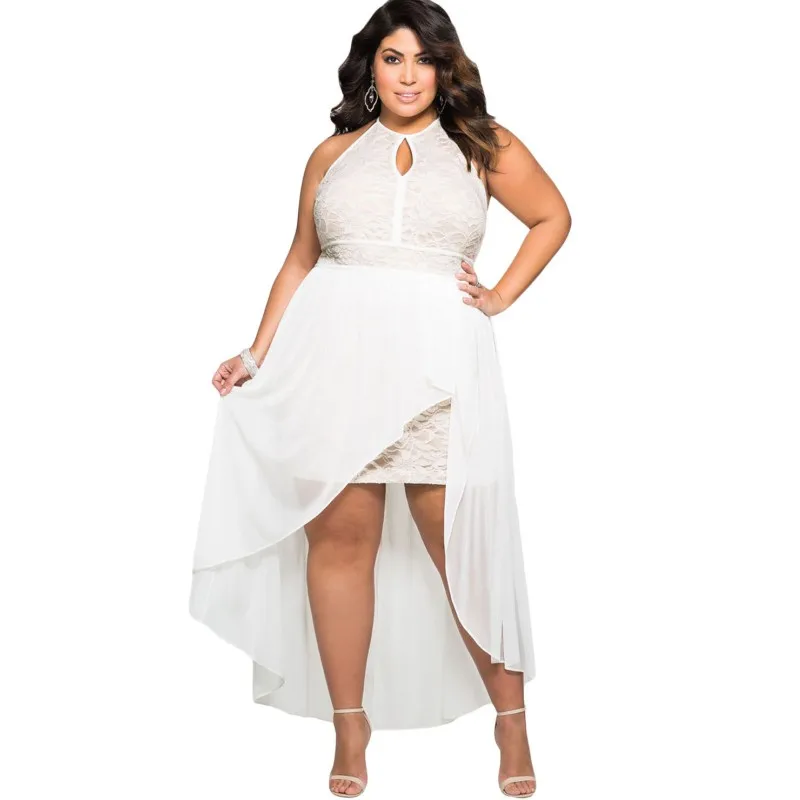 white elegant dress plus size