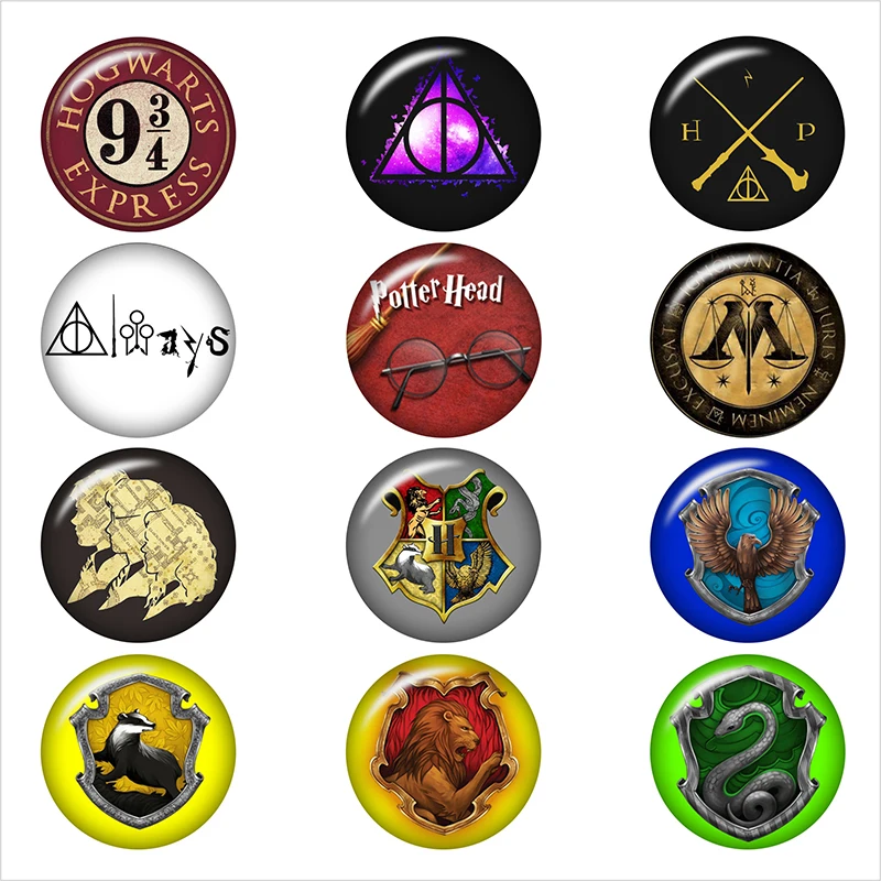 

Movie cartoon HP Lion snake eagle glass snap button jewelry DIY Round photo cabochons flat back DA1269
