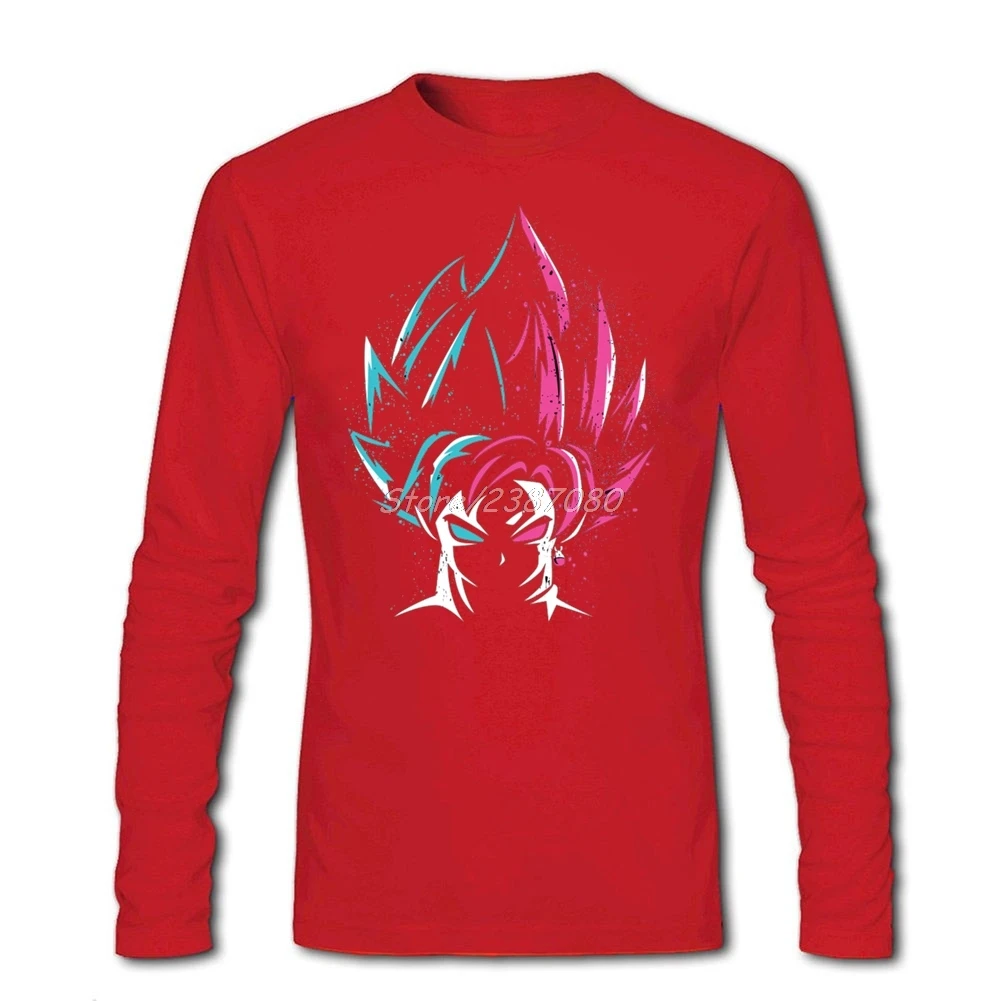 Супер Saiyan, футболка, хлопок, длинный рукав, на заказ, Dragon Ball, футболка для мужчин, популярные гики, футболки, Homme - Цвет: Красный