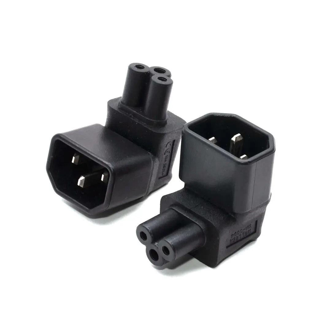 3 Pin IEC 320 C14 to C5 Angled Power Adapter Male to Female Angled Converter Hot for Notebook Charger