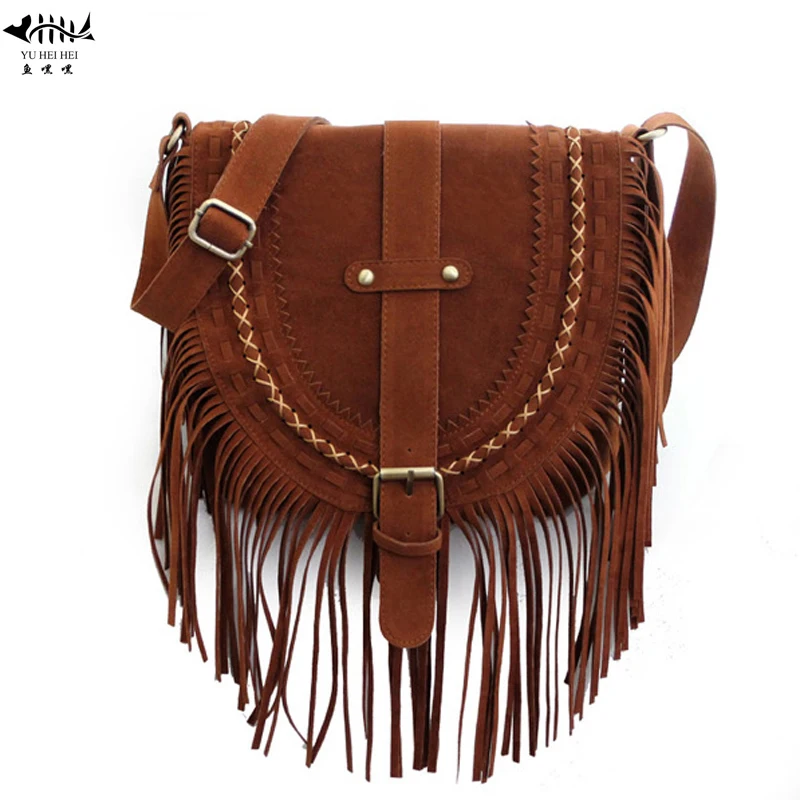 Vintage Fringe Tassel Bohemian Bag Women Shoulder Crossbody Bags Faux Suede Lady Girl Hippie ...