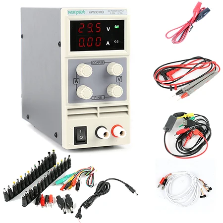 KPS3010D Set KPS3010D KPS3010DF Регулируемый цифровой мини DC источник питания 30 в 10A 5A+ DC разъем комплект+ телефон ремонт кабель для лабораторного телефона и ноутбука - Цвет: KPS3010D Set